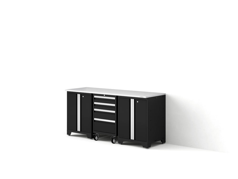 NewAge Garage Cabinets Bold XL Series 4PC Garage Cabinetry Set, 20-24 Gauge Steel, Fully Welded, 72