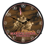 Collectable Sign and Clock Marine Corps Memorial Iwo Jima Backlit Wall Clock-1404500-Garage Giant 