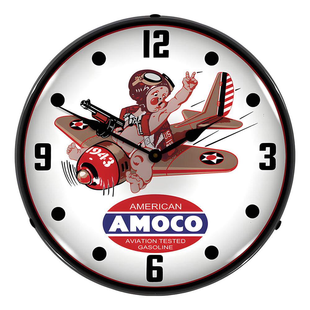 Collectable Sign and Clock Amoco Aviation Backlit Wall Clock-1405512-Garage Giant