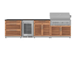 NewAge Outdoor Kitchens Stainless Steel 7-Piece Cabinet Set with 3-Drawer, Bar, Grill Cabinet, Platinum Grill, Countertop, and Fridge-71894-Garage Giant 