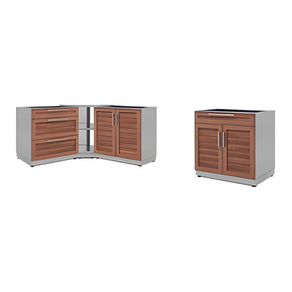 NewAge Outdoor Kitchens Grove 4-Piece Outdoor Kitchen Set (No Countertop)-65682-Garage Giant