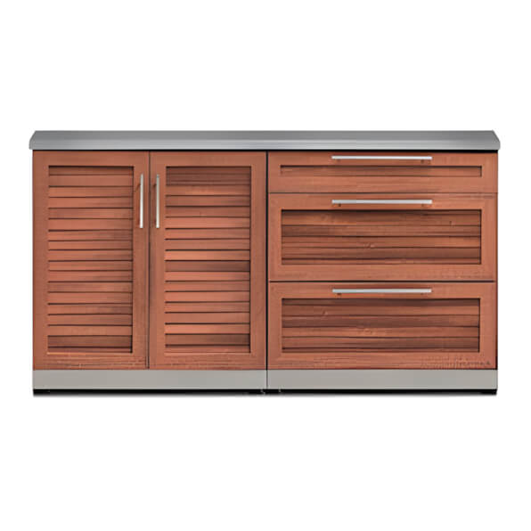 NewAge Outdoor Kitchens Grove 3-Piece Outdoor Kitchen Set with Countertops and Covers-65710-Garage Giant