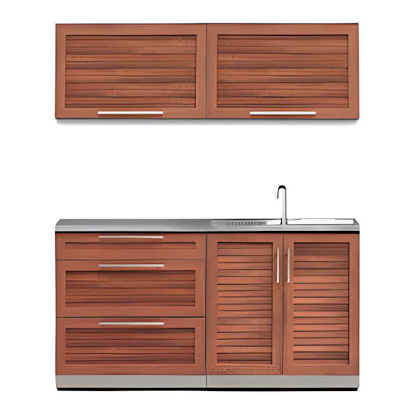 NewAge Outdoor Kitchens Grove 5-Piece Outdoor Kitchen Set with Countertops and Covers-66640-Garage Giant