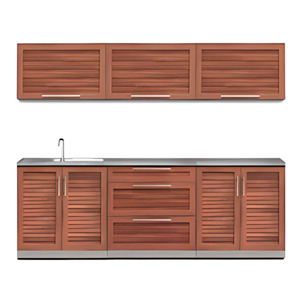 NewAge Outdoor Kitchens Grove 7-Piece Outdoor Kitchen Set with Countertops and Covers-66649-Garage Giant