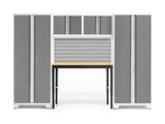 NewAge Garage Cabinets Bold Series 5-Piece Cabinet Set with Locker, RTA Locker, Tool, Wall Cabinets, Slatwall Backsplash, Workbench and Worktop-63036-Garage Giant 