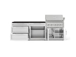 NewAge Outdoor Kitchens Stainless-Steel 5-Piece Cabinet Set with with 3-Drawer, Bar, Grill Cabinet, Platinum Grill and Countertop-73334-Garage Giant 