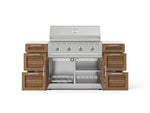 NewAge Outdoor Kitchens Outdoor Grill Island Stainless-Steel Louvered Doors 6-Piece Cabinet Set with 3 Drawers, Grill Cabinet, Performance Grill and Dekton in Aeris Countertops - (Natural Gas) 