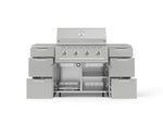 NewAge Outdoor Kitchens Outdoor Grill Island Stainless-Steel 6-Piece Cabinet Set with Casters 3 Drawers, Grill Cabinet, Performance Grill, Countertops 