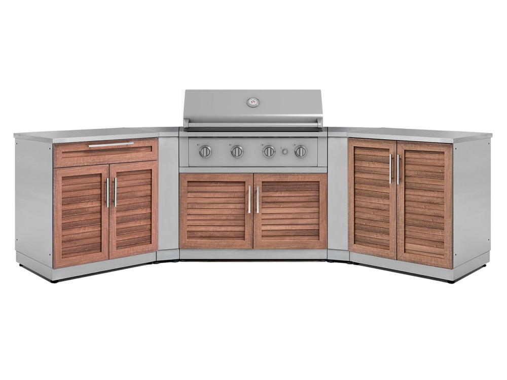 NewAge Outdoor Kitchens Stainless Steel 7-Piece Cabinet Set with 2 Door, Bar, Corner, Grill Cabinet, Performance Grill, and Countertops | 71014