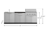 NewAge Outdoor Kitchens Stainless-Steel 5-Piece Cabinet Set with Bar, Sink, Grill Cabinet, Performance Grill, and Countertop-71242-Garage Giant 