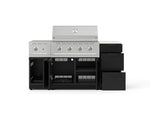 NewAge Outdoor Kitchens Outdoor Grill Island Stainless-Steel 6-Piece Cabinet Set with 3-Drawer, Grill Cabinet, Performance Grill, Side Burner and Dekton in Aeris Countertop - (Liquid Propane) 