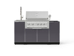 NewAge Outdoor Kitchens Outdoor Grill Island Aluminum 5-Piece Cabinet Set with Sink, 1 Door, Grill Cabinet, Platinum Grill and Stainless Steel Countertop - (Natural Gas) 