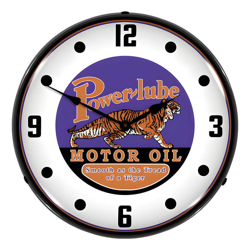 Collectable Sign and Clock Powerlube Motor Oil Backlit Wall Clock-1502584-Garage Giant