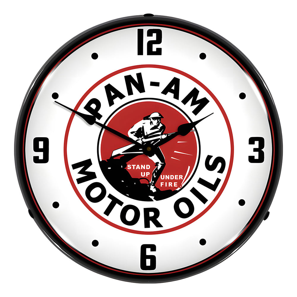 Collectable Sign and Clock Pan Am Motor Oils Backlit Wall Clock-1503588-Garage Giant
