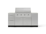 NewAge Outdoor Kitchens Outdoor Grill Island Stainless-Steel 6-Piece Cabinet Set with 1 Door, 3 Drawer, Grill Cabinet, Performance Grill and Dekton in Aeris Countertops - (Natural Gas) 