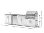 NewAge Outdoor Kitchens Stainless Steel 6-Piece Cabinet Set with Sink, Bar, Grill Cabinet, Platinum Grill, Countertop and Stainless Steel Door Fridge-73839-Garage Giant 