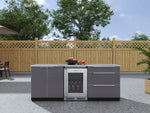 NewAge Outdoor Kitchens Aluminum 5-Piece Cabinet Set with 3-Drawer, 2-Door Cabinet, Countertops and Fridge-67580-Garage Giant 
