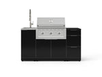 NewAge Outdoor Kitchens Outdoor Grill Island Aluminum 5-Piece Cabinet Set with Sink, 3 Drawer, Grill Cabinet, Performance Grill and Stainless Steel Countertop - (Natural Gas) 