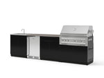 NewAge Outdoor Kitchens Aluminum 6-Piece Cabinet Set with Sink, Bar, Grill Cabinet, Platinum Grill, Countertop and Stainless Steel Door Fridge-73790-Garage Giant 