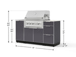 NewAge Outdoor Kitchens Outdoor Grill Island Aluminum 5-Piece Cabinet Set with Sink, 3 Drawer, Grill Cabinet, Platinum Grill and Stainless Steel Countertop - (Natural Gas) 
