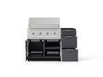 NewAge Outdoor Kitchens Outdoor Grill Island Aluminum 4-Piece Cabinet Set with 3-Drawer, Grill Cabinet, Performance Grill and Countertop - (Natural Gas) 