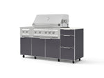 NewAge Outdoor Kitchens Outdoor Grill Island Aluminum 6-Piece Cabinet Set with Casters and 3-Drawer, Grill Cabinet, Platinum Grill, Dual Side Burner and Dekton in Aeris Countertop - (Liquid Propane) | Garage Giant 