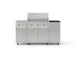 NewAge Outdoor Kitchens Outdoor Grill Island Stainless-Steel 6-Piece Cabinet Set with Casters and 1-Door, Grill Cabinet, Performance Grill, Side Burner and Dekton in Sirius Countertop - (Liquid Propane) 