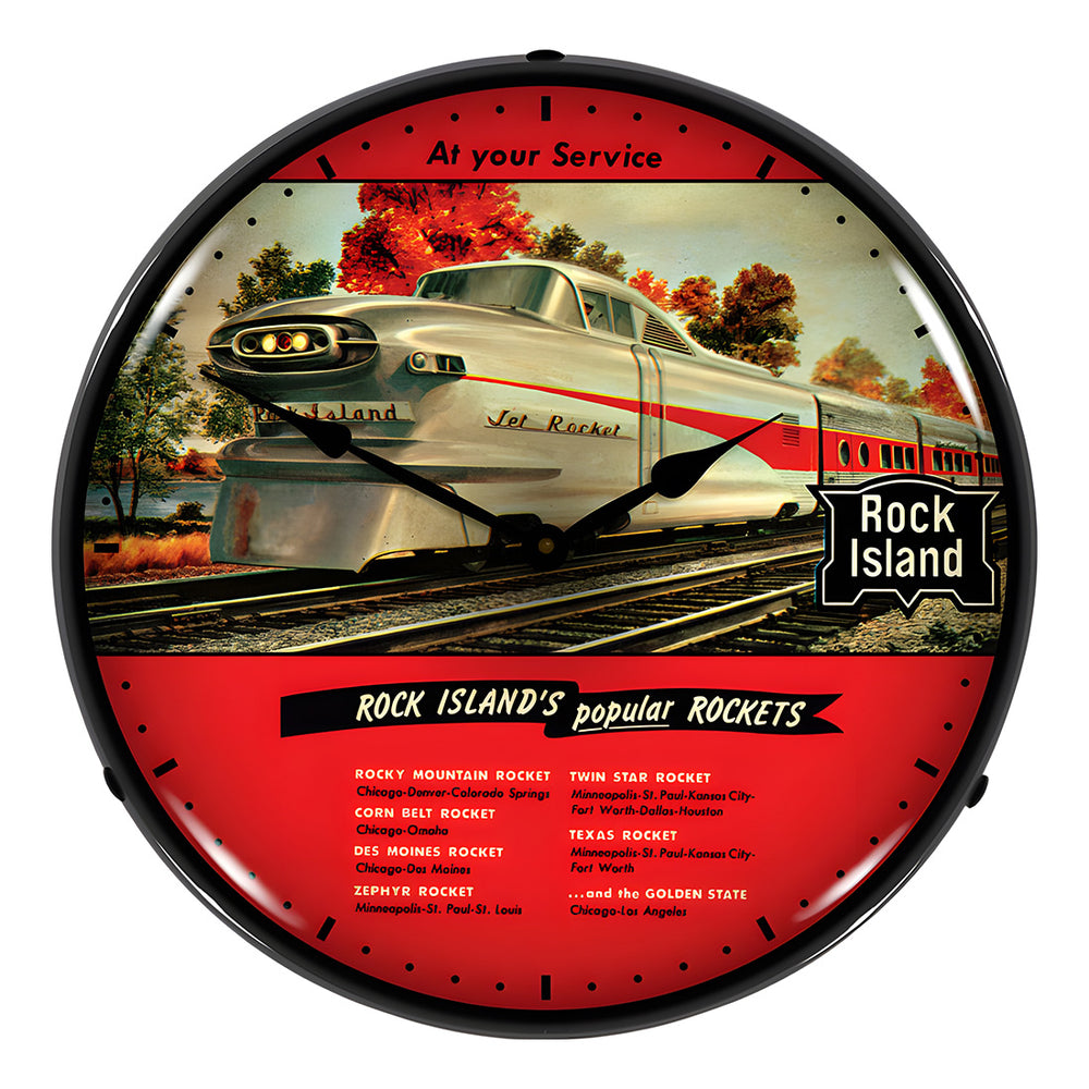Collectable Sign and Clock Rock Island Rockets Backlit Wall Clock-1611681-Garage Giant