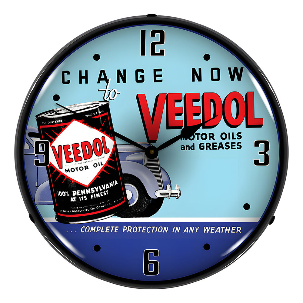 Collectable Sign and Clock Veedol Tractor Oil Backlit Wall Clock