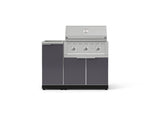 NewAge Outdoor Kitchens Outdoor Grill Island Aluminum 3-Piece Cabinet Set with Sink, Grill Cabinet and Performance Grill-73944-Garage Giant 