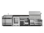 NewAge Outdoor Kitchens Stainless Steel 6-Piece Cabinet Set with Sink, Bar, Grill Cabinet, Platinum Grill, Countertop and Fridge-72014-Garage Giant 
