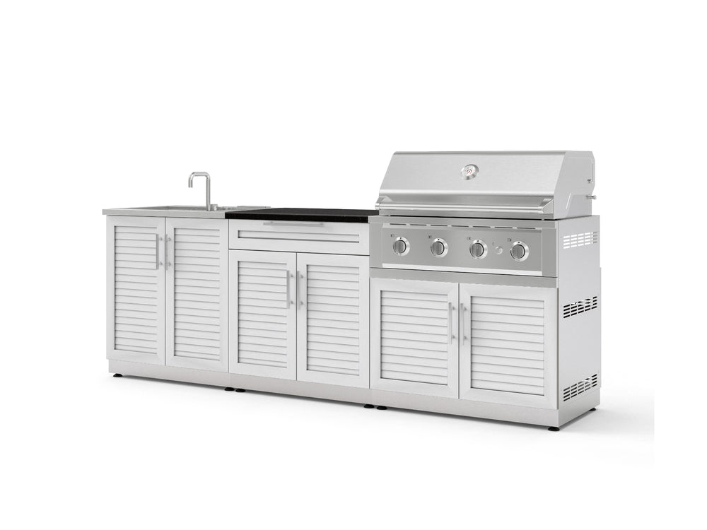 NewAge Outdoor Kitchens Stainless-Steel 5-Piece Cabinet Set with Bar, Sink, Grill Cabinet, Performance Grill, and Countertop-73397-Garage Giant