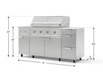 NewAge Outdoor Kitchens Outdoor Grill Island Stainless-Steel 6-Piece Cabinet Set with Casters and 3-Drawer, Grill Cabinet, Performance Grill, Side Burner and Dekton in Aeris Countertop - (Liquid Propane) 