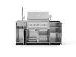 NewAge Outdoor Kitchens Outdoor Grill Island Stainless-Steel 5-Piece Cabinet Set with Sink, 1 Door, Grill Cabinet, Platinum Grill and Stainless Steel Countertop - (Liquid Propane) 