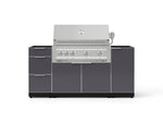 NewAge Outdoor Kitchens Outdoor Grill Island Aluminum 5-Piece Cabinet Set with 1 Door, 3 Drawer, Grill Cabinet and Platinum Grill - (Liquid Propane) 