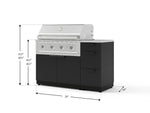 NewAge Outdoor Kitchens Outdoor Grill Island Stainless-Steel 4-Piece Cabinet Set with 3-Drawer, Grill Cabinet, Performance Grill and Countertop 