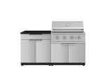 NewAge Outdoor Kitchens Stainless-Steel 4-Piece Cabinet Set with Bar, Grill Cabinet, Performance Grill, and Countertop-71698-Garage Giant 