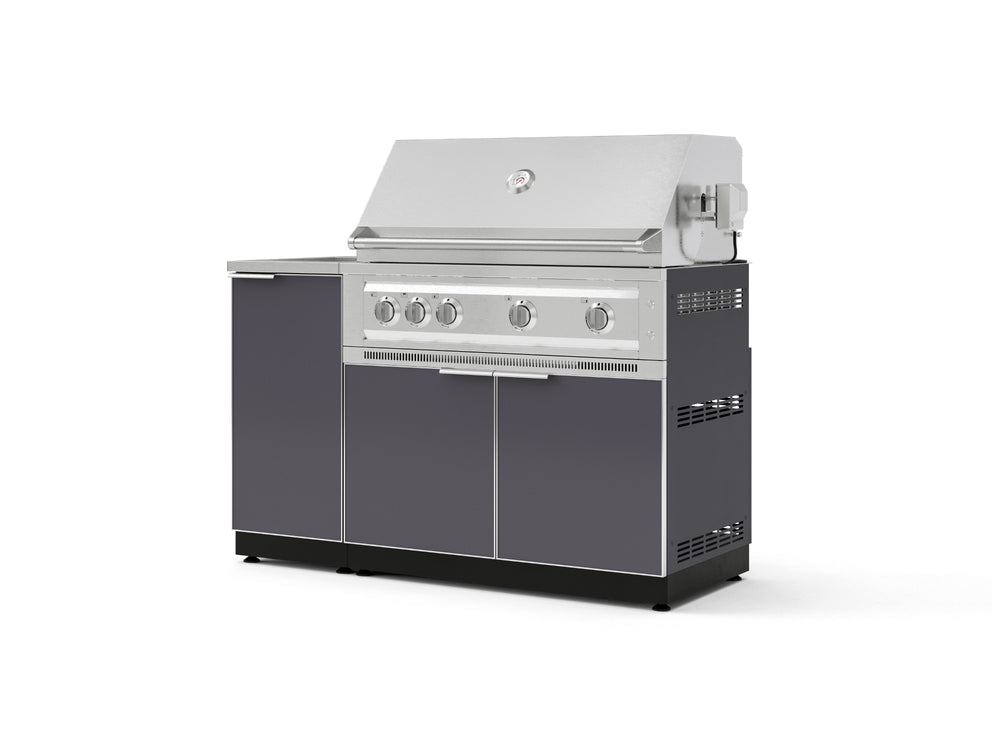 NewAge Outdoor Kitchens Outdoor Grill Island Aluminum 3-Piece Cabinet Set with Sink, Grill Cabinet and Platinum Grill-73952-Garage Giant