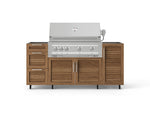 NewAge Outdoor Kitchens Outdoor Grill Island Stainless-Steel Louvered Doors 5-Piece Cabinet Set with Casters 1 Door, 3 Drawer, Grill Cabinet and Platinum Grill - (Liquid Propane) 