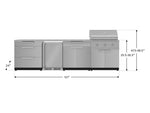 NewAge Outdoor Kitchens Stainless Steel 7-Piece Cabinet Set with 3-Drawer, Bar, Grill Cabinet, Performance Grill, Countertops and Fridge-66570-Garage Giant 