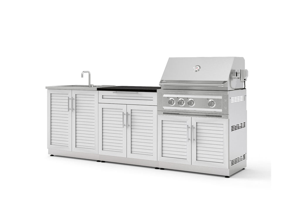 NewAge Outdoor Kitchens Stainless-Steel 5-Piece Cabinet Set with Bar, Sink, Grill Cabinet, Platinum Grill, and Countertop-73402-Garage Giant