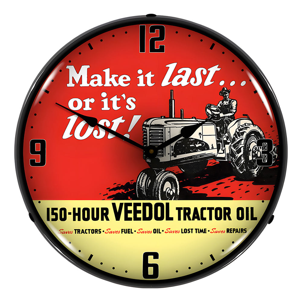 Collectable Sign and Clock Veedol Tractor Oil Backlit Wall Clock-1703744-Garage Giant