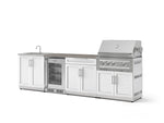 NewAge Outdoor Kitchens Stainless Steel 6-Piece Cabinet Set with Sink, Bar, Grill Cabinet, Platinum Grill, Countertop and Glass Door Fridge-73851-Garage Giant 