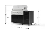 NewAge Outdoor Kitchens Outdoor Grill Island Aluminum 3-Piece Cabinet Set with Casters and 3-Drawer, Grill Cabinet and Platinum Grill - (Liquid Propane) 
