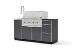 NewAge Outdoor Kitchens Outdoor Grill Island Aluminum 5-Piece Cabinet Set with Sink, 3 Drawer, Grill Cabinet, Performance Grill and Stainless Steel Countertop - (Liquid Propane) | Garage Giant 