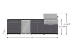 NewAge Outdoor Kitchens Aluminum 7-Piece Cabinet Set with 3-Drawer, Bar, Grill Cabinet, Platinum Grill, Countertops and Fridge-71835-Garage Giant 