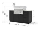 NewAge Outdoor Kitchens Outdoor Grill Island Stainless-Steel 5-Piece Cabinet Set with Sink, 3 Drawer, Grill Cabinet, Performance Grill and Stainless Steel Countertop - (Natural Gas) 
