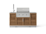 NewAge Outdoor Kitchens Outdoor Grill Island Stainless-Steel Louvered Doors 5-Piece Cabinet Set with Sink, 1 Door, Grill Cabinet, Performance Grill and Stainless Steel Countertop 