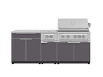 NewAge Outdoor Kitchens Aluminum 6-Piece Cabinet Set with Platinum Grill, Dual Side Burner, Bar and Grill Cabinet and Stainless Steel Countertop.-71546-Garage Giant 