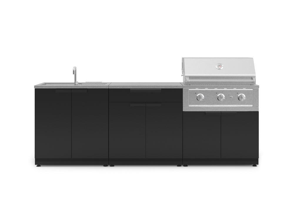 NewAge Outdoor Kitchens Stainless-Steel 5-Piece Cabinet Set with Bar, Sink, Grill Cabinet, Performance Grill, and Countertop-67468-Garage Giant